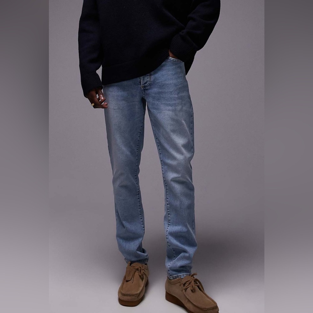 Topman Blue Stretch Skinny Jeans